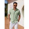 COOFANDY Mens Button Down Shirts Short Sleeve Casual Shirt Summer Untucked Dress Shirts(Light Green)