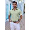 COOFANDY Mens Button Down Shirts Short Sleeve Casual Shirt Summer Untucked Dress Shirts(Light Green)