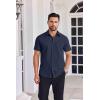COOFANDY Mens Button Down Shirts Short Sleeve Casual Shirt Summer Untucked Dress Shirts(Navy Blue)