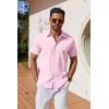COOFANDY Mens Button Down Shirts Short Sleeve Casual Shirt Summer Untucked Dress Shirts(Pink)