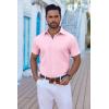COOFANDY Mens Button Down Shirts Short Sleeve Casual Shirt Summer Untucked Dress Shirts(Pink)