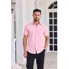 COOFANDY Mens Button Down Shirts Short Sleeve Casual Shirt Summer Untucked Dress Shirts(Pink)