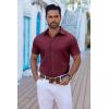 COOFANDY Mens Button Down Shirts Short Sleeve Casual Shirt Summer Untucked Dress Shirts(Wine Red)