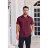 COOFANDY Mens Button Down Shirts Short Sleeve Casual Shirt Summer Untucked Dress Shirts(Wine Red)