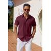 COOFANDY Mens Button Down Shirts Short Sleeve Casual Shirt Summer Untucked Dress Shirts(Wine Red)