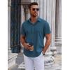 COOFANDY Men’s Button Down Shirts Short Sleeve Casual Summer Beach Shirts Vacation Wedding Shirts(Lake Blue)