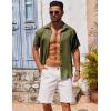 COOFANDY Mens Button Down Short Sleeve Shirt Casual Beach Shirt Summer Vacation Textured Shirts(Army Green)