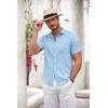 COOFANDY Mens Button Down Short Sleeve Shirt Casual Beach Shirt Summer Vacation Textured Shirts(Beau Blue)