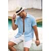 COOFANDY Mens Button Down Short Sleeve Shirt Casual Beach Shirt Summer Vacation Textured Shirts(Beau Blue)