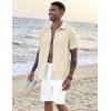 COOFANDY Mens Button Down Short Sleeve Shirt Casual Beach Shirt Summer Vacation Textured Shirts(Beige)