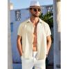 COOFANDY Mens Button Down Short Sleeve Shirt Casual Beach Shirt Summer Vacation Textured Shirts(Beige)