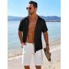 COOFANDY Mens Button Down Short Sleeve Shirt Casual Beach Shirt Summer Vacation Textured Shirts(Black)