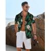COOFANDY Mens Button Down Short Sleeve Shirt Casual Beach Shirt Summer Vacation Textured Shirts(Black-green Leaves)