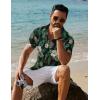COOFANDY Mens Button Down Short Sleeve Shirt Casual Beach Shirt Summer Vacation Textured Shirts(Black-green Leaves)
