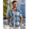 COOFANDY Mens Button Down Short Sleeve Shirt Casual Beach Shirt Summer Vacation Textured Shirts(Blue)