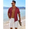 COOFANDY Mens Button Down Short Sleeve Shirt Casual Beach Shirt Summer Vacation Textured Shirts(Dark Red)