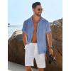 COOFANDY Mens Button Down Short Sleeve Shirt Casual Beach Shirt Summer Vacation Textured Shirts(Denim Blue)