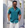 COOFANDY Mens Button Down Short Sleeve Shirt Casual Beach Shirt Summer Vacation Textured Shirts(Lake Blue)