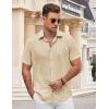 COOFANDY Mens Button Down Short Sleeve Shirt Casual Beach Shirt Summer Vacation Textured Shirts(Light Coffee)