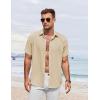 COOFANDY Mens Button Down Short Sleeve Shirt Casual Beach Shirt Summer Vacation Textured Shirts(Light Coffee)