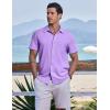 COOFANDY Mens Button Down Short Sleeve Shirt Casual Beach Shirt Summer Vacation Textured Shirts(Light Purple)
