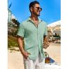 COOFANDY Mens Button Down Short Sleeve Shirt Casual Beach Shirt Summer Vacation Textured Shirts(Mint Green)