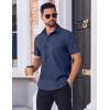 COOFANDY Mens Button Down Short Sleeve Shirt Casual Beach Shirt Summer Vacation Textured Shirts(Navy Blue-anchor)