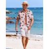 COOFANDY Mens Button Down Short Sleeve Shirt Casual Beach Shirt Summer Vacation Textured Shirts(Pink – Coconut Tree)