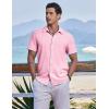 COOFANDY Mens Button Down Short Sleeve Shirt Casual Beach Shirt Summer Vacation Textured Shirts(Pink)