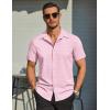 COOFANDY Mens Button Down Short Sleeve Shirt Casual Beach Shirt Summer Vacation Textured Shirts(Pink-symbol)