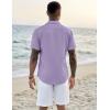 COOFANDY Mens Button Down Short Sleeve Shirt Casual Beach Shirt Summer Vacation Textured Shirts(Purple)