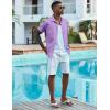 COOFANDY Mens Button Down Short Sleeve Shirt Casual Beach Shirt Summer Vacation Textured Shirts(Purple)