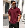 COOFANDY Mens Button Down Short Sleeve Shirt Casual Beach Shirt Summer Vacation Textured Shirts(Wine Red)
