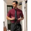 COOFANDY Mens Button Down Short Sleeve Shirt Casual Beach Shirt Summer Vacation Textured Shirts(Wine Red)