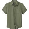 COOFANDY Mens Button Down Short Sleeve Shirt Casual Dress Shirt Untucked Summer Shirts with Pocket(Army Green)