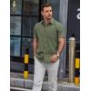 COOFANDY Mens Button Down Short Sleeve Shirt Casual Dress Shirt Untucked Summer Shirts with Pocket(Army Green)