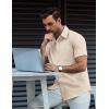 COOFANDY Mens Button Down Short Sleeve Shirt Casual Dress Shirt Untucked Summer Shirts with Pocket(Beige)