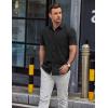 COOFANDY Mens Button Down Short Sleeve Shirt Casual Dress Shirt Untucked Summer Shirts with Pocket(Black)