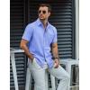 COOFANDY Mens Button Down Short Sleeve Shirt Casual Dress Shirt Untucked Summer Shirts with Pocket(Blue)