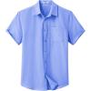 COOFANDY Mens Button Down Short Sleeve Shirt Casual Dress Shirt Untucked Summer Shirts with Pocket(Blue)