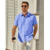 COOFANDY Mens Button Down Short Sleeve Shirt Casual Dress Shirt Untucked Summer Shirts with Pocket(Blue)