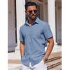 COOFANDY Mens Button Down Short Sleeve Shirt Casual Dress Shirt Untucked Summer Shirts with Pocket(Dark Blue)