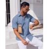 COOFANDY Mens Button Down Short Sleeve Shirt Casual Dress Shirt Untucked Summer Shirts with Pocket(Dark Blue)