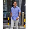 COOFANDY Mens Button Down Short Sleeve Shirt Casual Dress Shirt Untucked Summer Shirts with Pocket(Denim Blue)