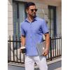 COOFANDY Mens Button Down Short Sleeve Shirt Casual Dress Shirt Untucked Summer Shirts with Pocket(Denim Blue)