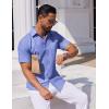 COOFANDY Mens Button Down Short Sleeve Shirt Casual Dress Shirt Untucked Summer Shirts with Pocket(Denim Blue)