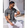 COOFANDY Mens Button Down Short Sleeve Shirt Casual Dress Shirt Untucked Summer Shirts with Pocket(Gray)