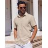 COOFANDY Mens Button Down Short Sleeve Shirt Casual Dress Shirt Untucked Summer Shirts with Pocket(Khaki)