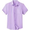 COOFANDY Mens Button Down Short Sleeve Shirt Casual Dress Shirt Untucked Summer Shirts with Pocket(Lilac Purple)