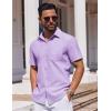 COOFANDY Mens Button Down Short Sleeve Shirt Casual Dress Shirt Untucked Summer Shirts with Pocket(Lilac Purple)